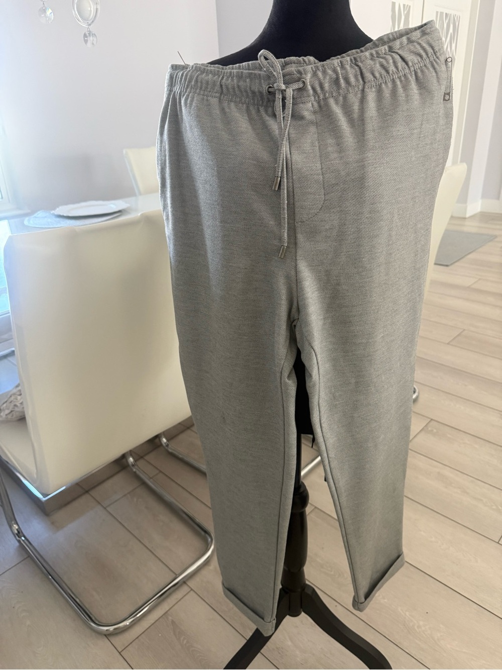 Zara Light Gray Drawstring Joggers#B9